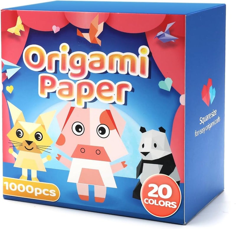 IOOLEEM Origami Paper, 1000 Sheets, 20 Colors Origami Paper, 6 Inch Square, Double Sided Colored paper. - Image 1
